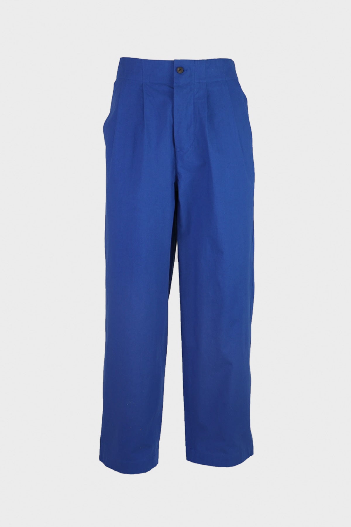 Document - Vintage Cotton Wide Tucked Trousers - Blue - Canoe Club