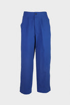 Document - Vintage Cotton Wide Tucked Trousers - Blue - Canoe Club