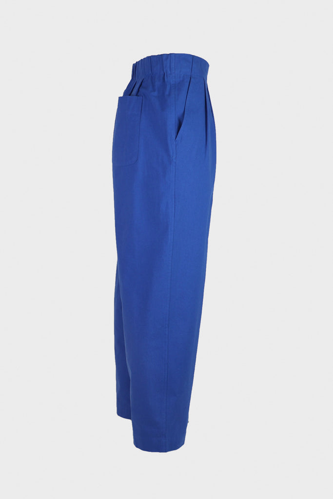 Document - Vintage Cotton Wide Tucked Trousers - Blue - Canoe Club