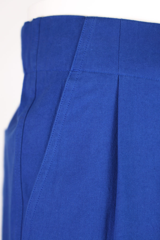 Document - Vintage Cotton Wide Tucked Trousers - Blue - Canoe Club