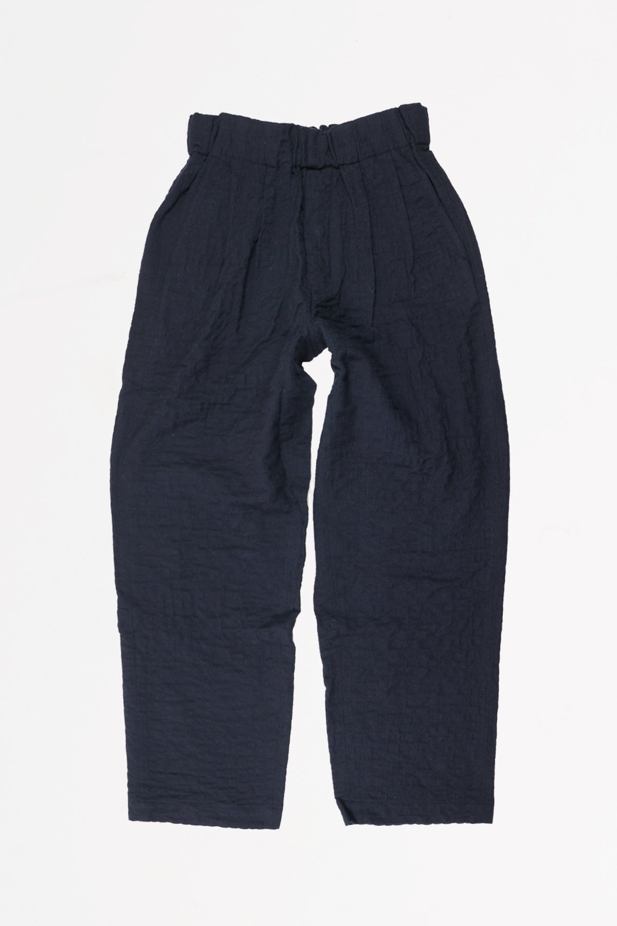 Document - Wool Cotton Tucked Easy Pants - Navy - Canoe Club