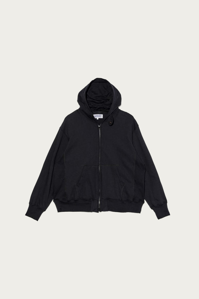 Engineered Garments Workaday Zip Hoodie | Solid Black Cotton