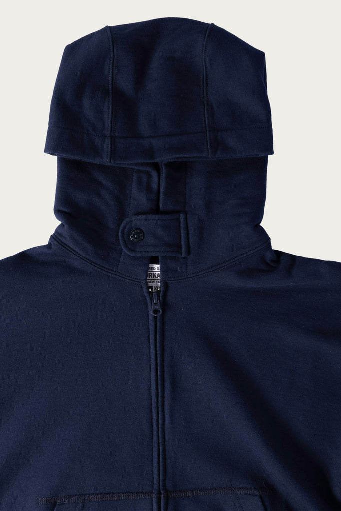 Engineered Garments Workaday Zip Hoodie | Solid Navy Cotton French