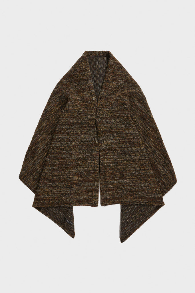 Engineered Garments - Button Shawl - Brown Poly Wool Melange Knit - Canoe Club