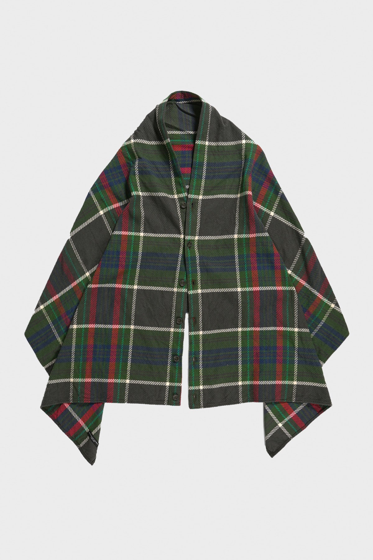 Engineered Garments - Button Shawl - Olive Cotton Heavy Twill Plaid - Canoe Club