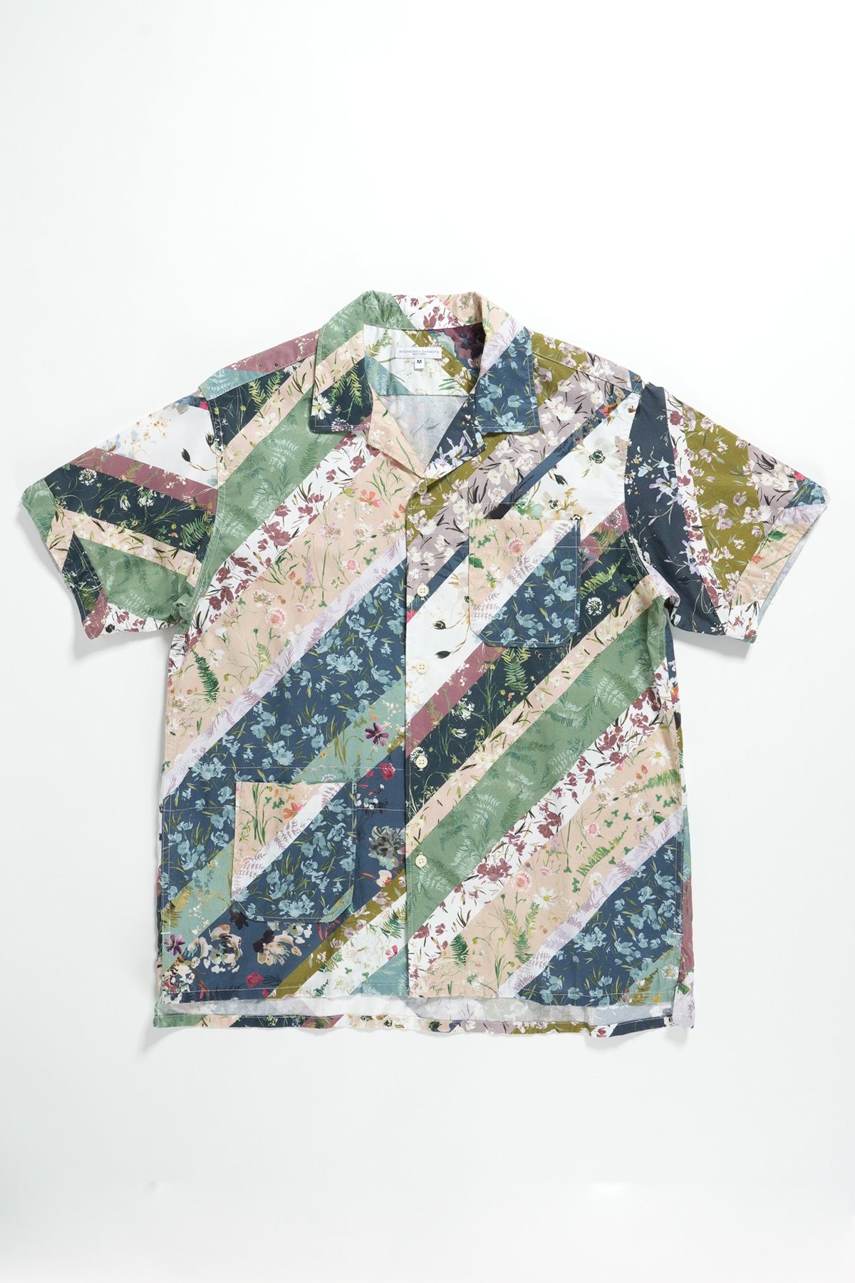 Engineered Garments Camp Shirt | Navy Cotton Diagonal Print