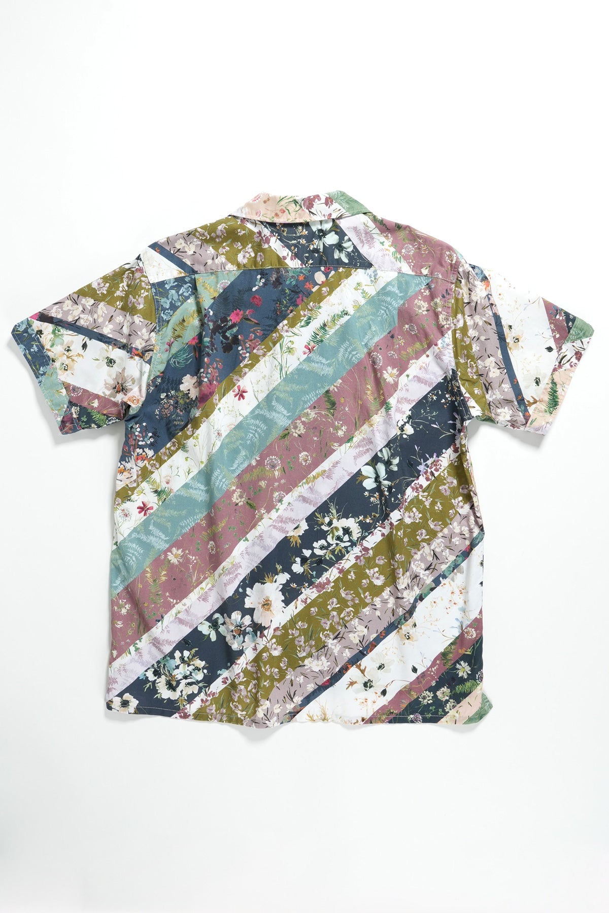 Engineered Garments Camp Shirt | Navy Cotton Diagonal Print