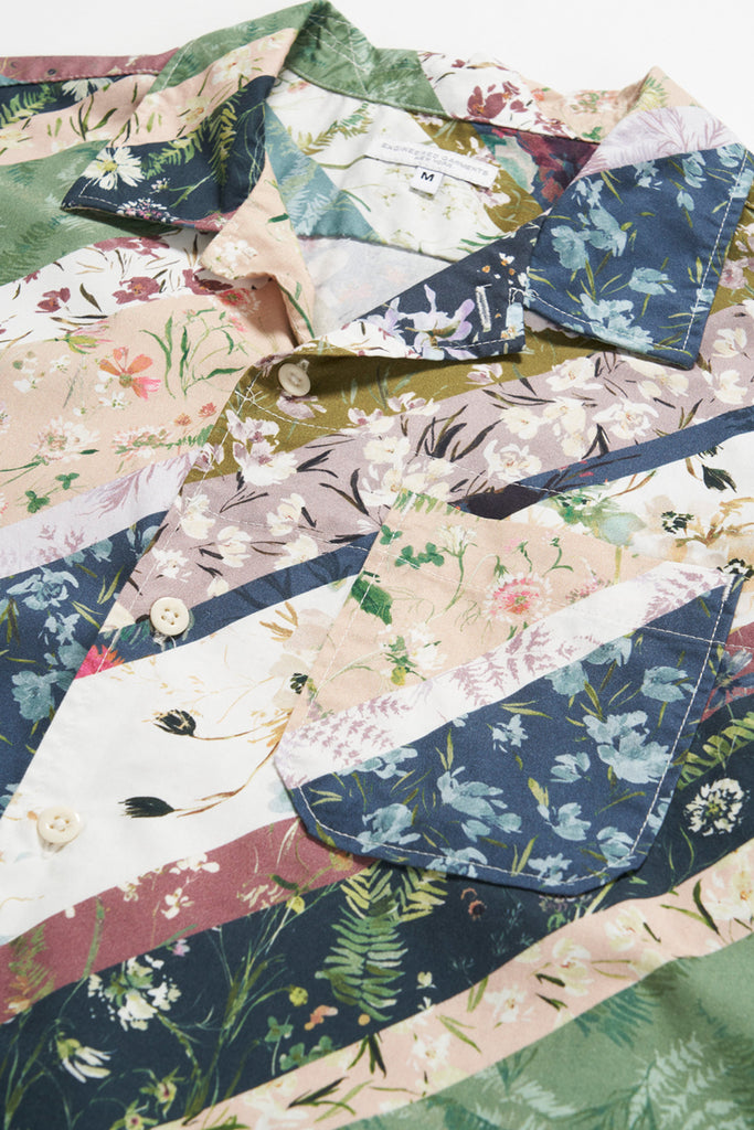 Engineered Garments - Camp Shirt - Navy Cotton Diagonal Print - Canoe Club