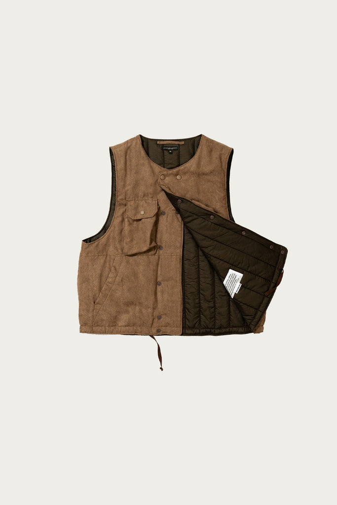 Engineered Garments - Cover Vest - Khaki Polyester Lightweight Fake Suede - Canoe Club