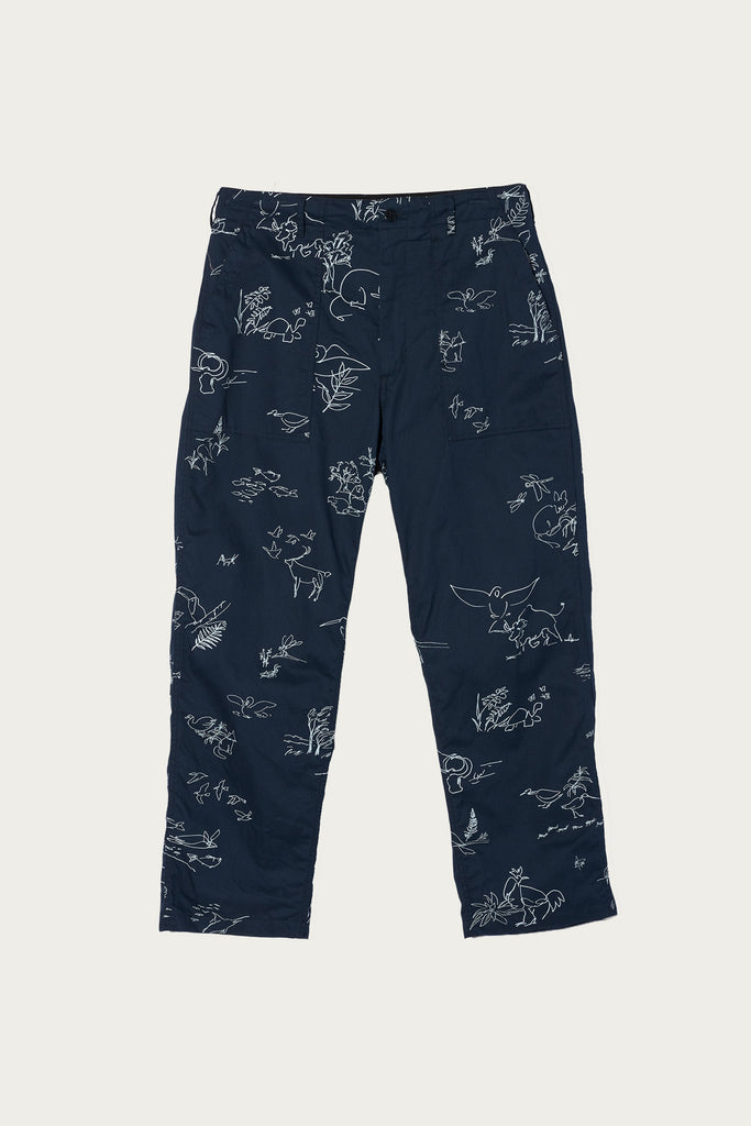 Engineered Garments - Fatigue Pant - Navy Animal Print 6.5oz Natural Twill - Canoe Club