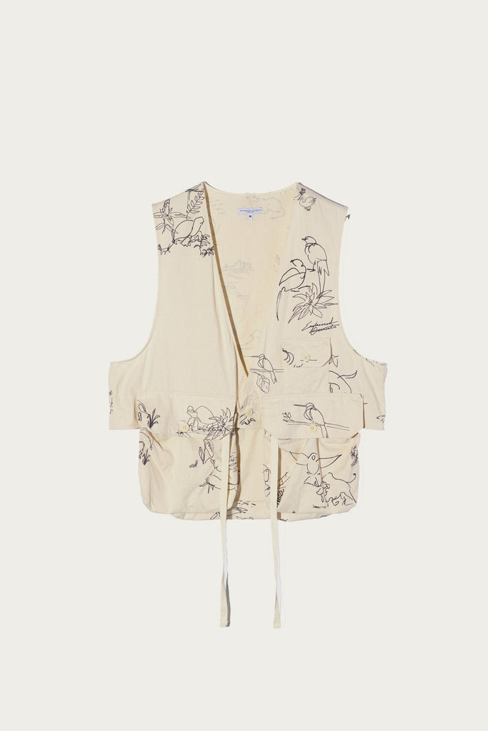 Engineered Garments - Fowl Vest - Natural Animal Print 6.5oz Flat Twill - Canoe Club