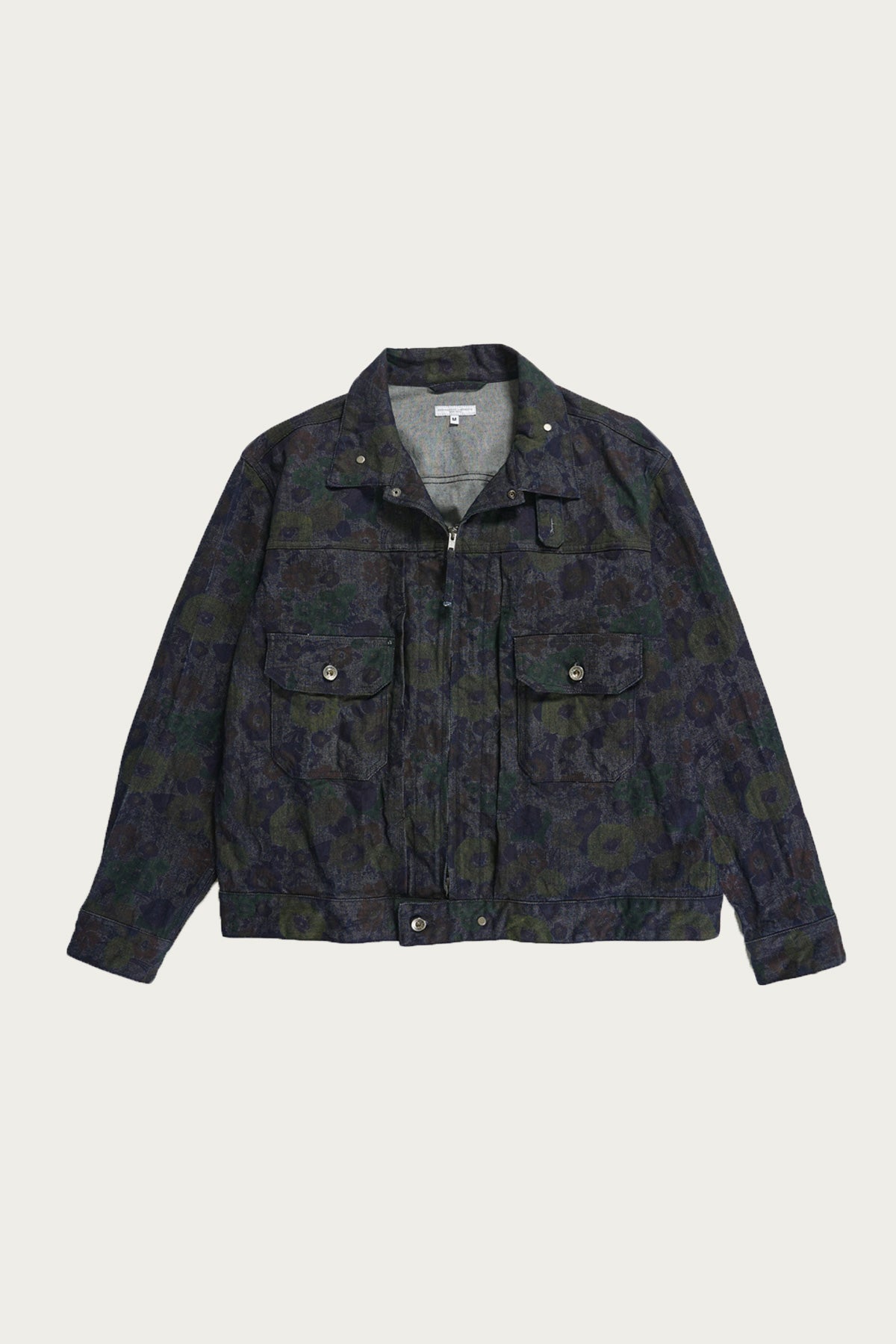 Engineered Garments Trucker Jacket | Indigo Floral Print Denim