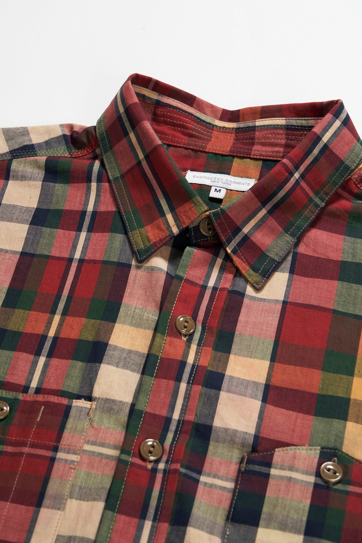 Engineered Garments - Work Shirt - Green/Navy Cotton Small Plaid - Canoe Club