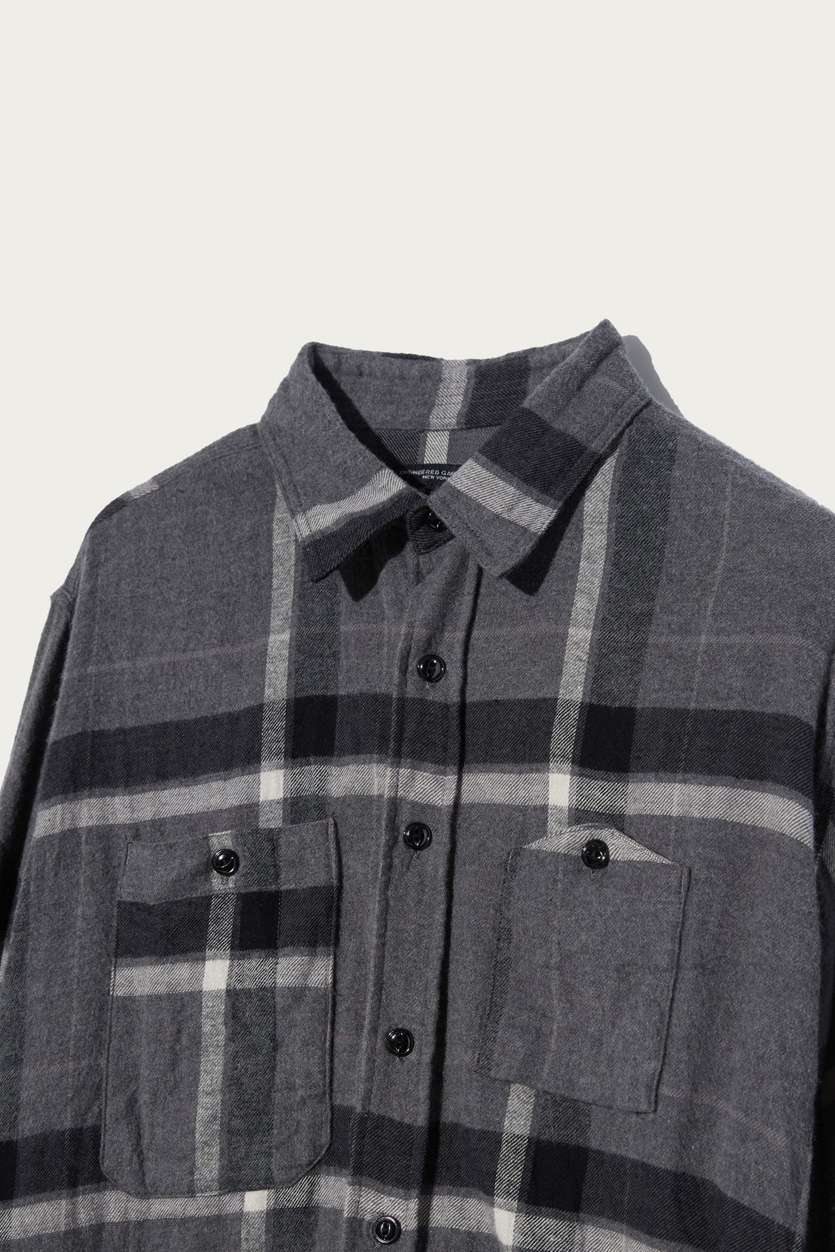 Engineered Garments - Work Shirt - Grey/Black Cotton Brushed Big Plaid - Canoe Club