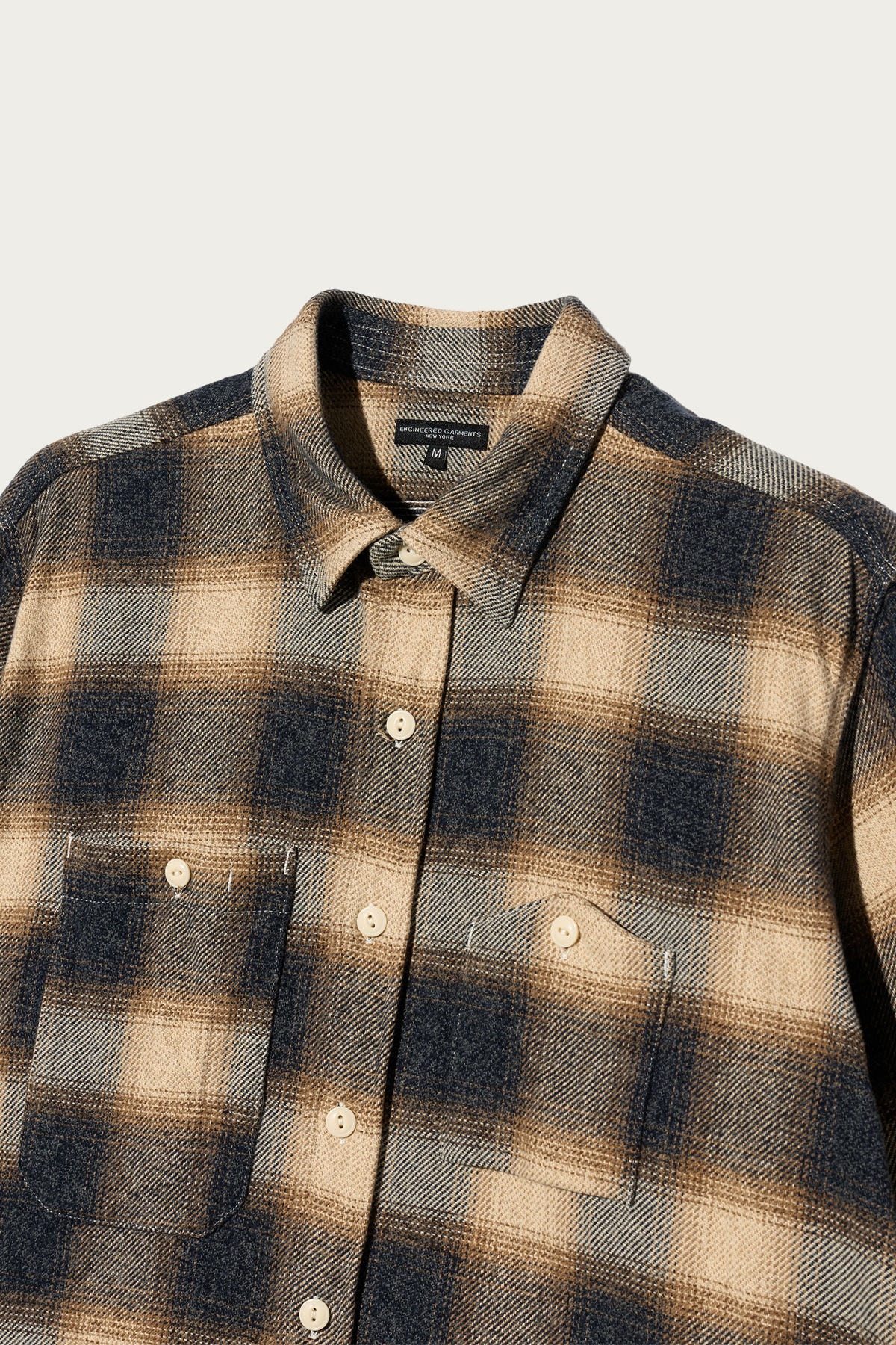 Engineered Garments - Work Shirt - Khaki Cotton Heavy Shadow Plaid Flannel - Canoe Club