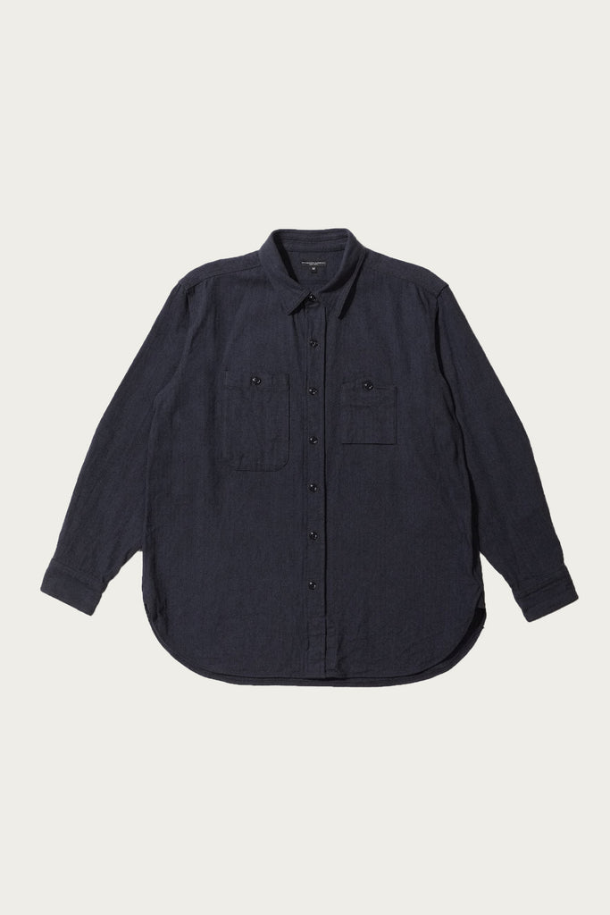 Engineered Garments - Work Shirt - Navy Cotton Herringbone Flannel - Canoe Club