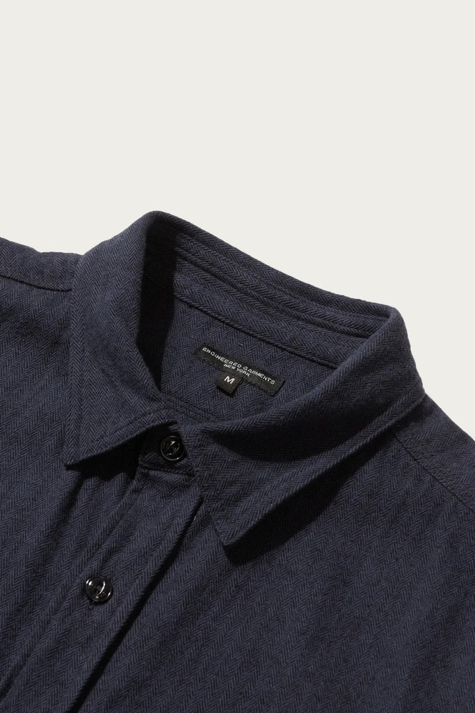 Engineered Garments - Work Shirt - Navy Cotton Herringbone Flannel - Canoe Club