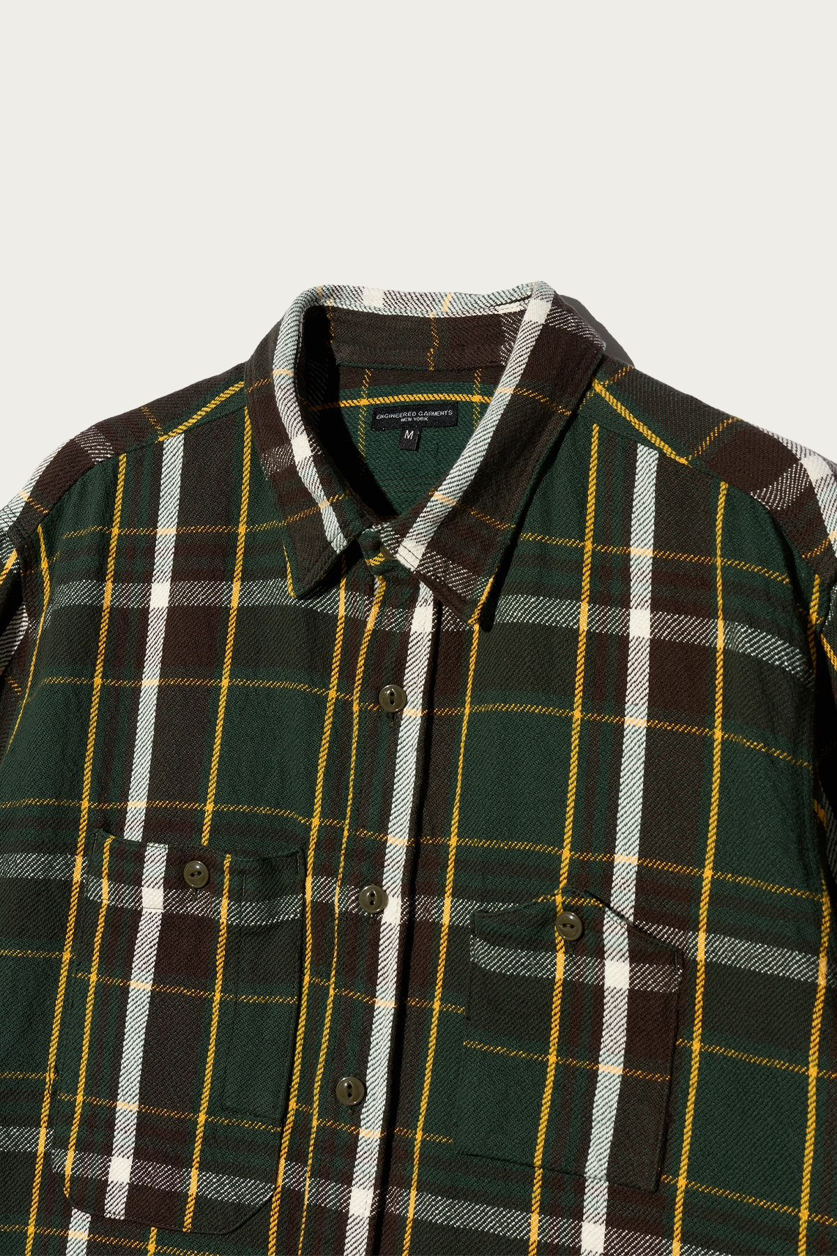 Engineered Garments - Work Shirt - Olive/Brown Cotton Heavy Twill Plaid - Canoe Club