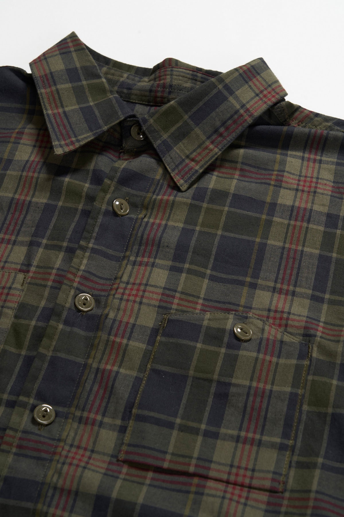 Engineered Garments - Work Shirt - Olive Cotton Dark Madras - Canoe Club