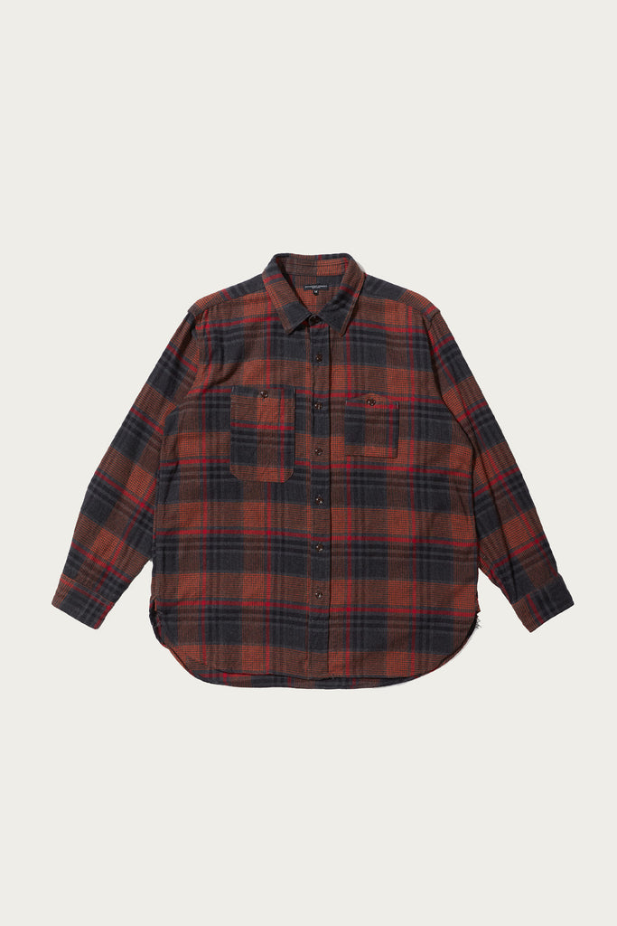 Engineered Garments - Work Shirt - Orange/Red Cotton Plaid Flannel - Canoe Club