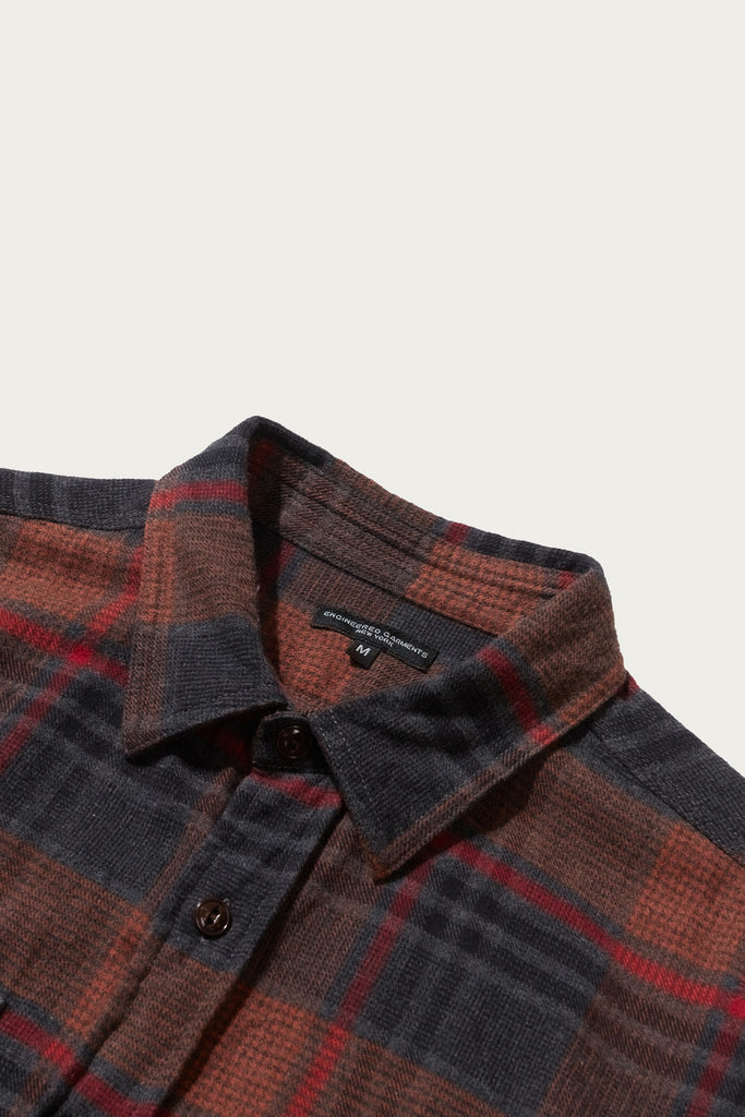 Engineered Garments - Work Shirt - Orange/Red Cotton Plaid Flannel - Canoe Club