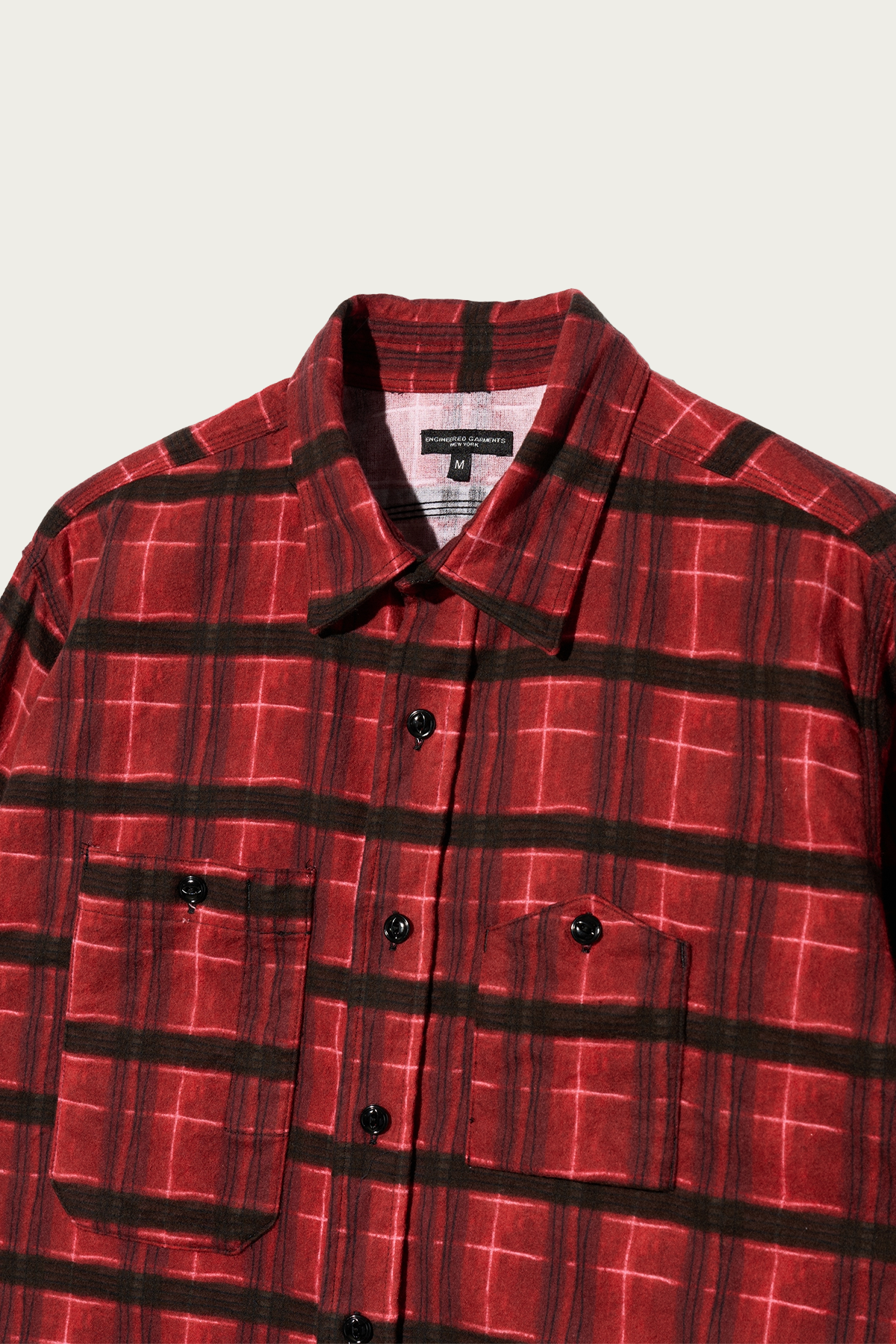 Engineered Garments - Work Shirt - Red/Black Cotton Printed Plaid Flannel - Canoe Club