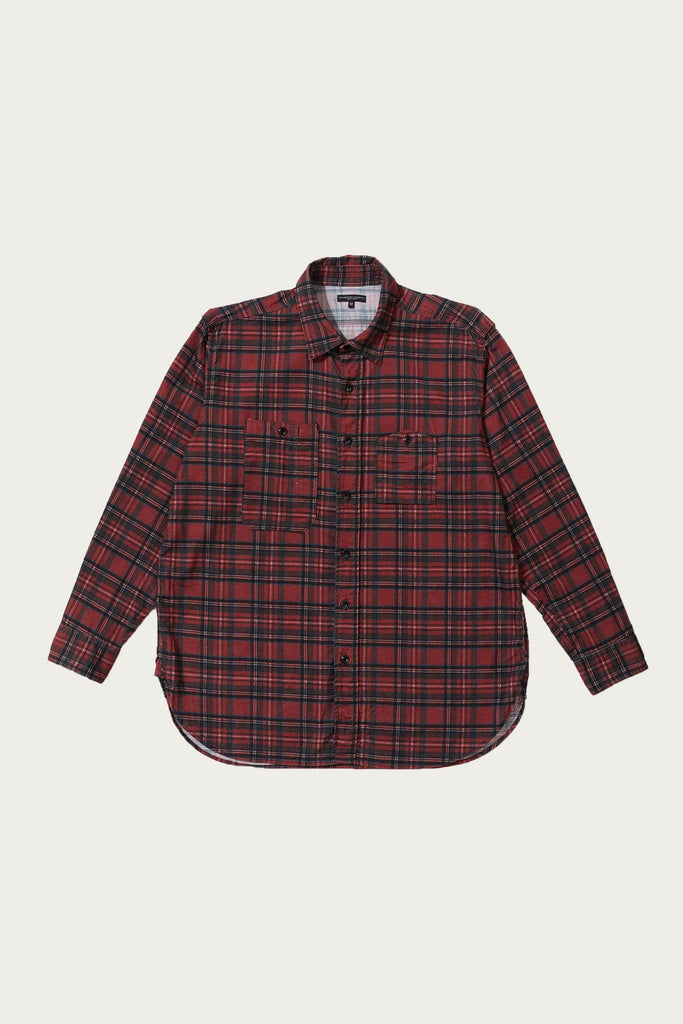 Engineered Garments - Work Shirt - Red Tartan Check Printed Corduroy - Canoe Club