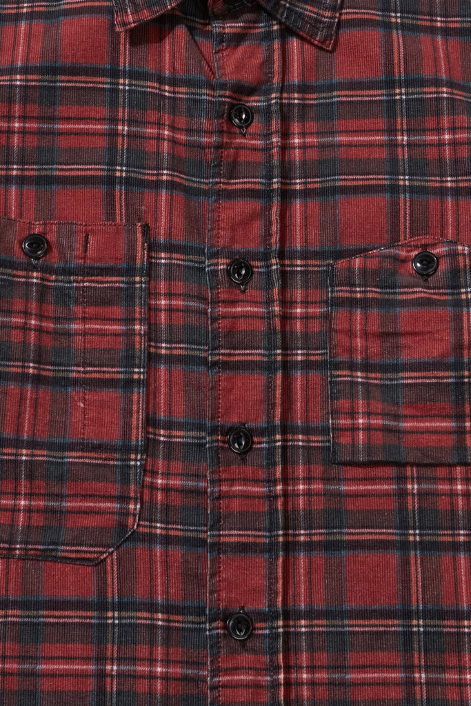 Engineered Garments - Work Shirt - Red Tartan Check Printed Corduroy - Canoe Club