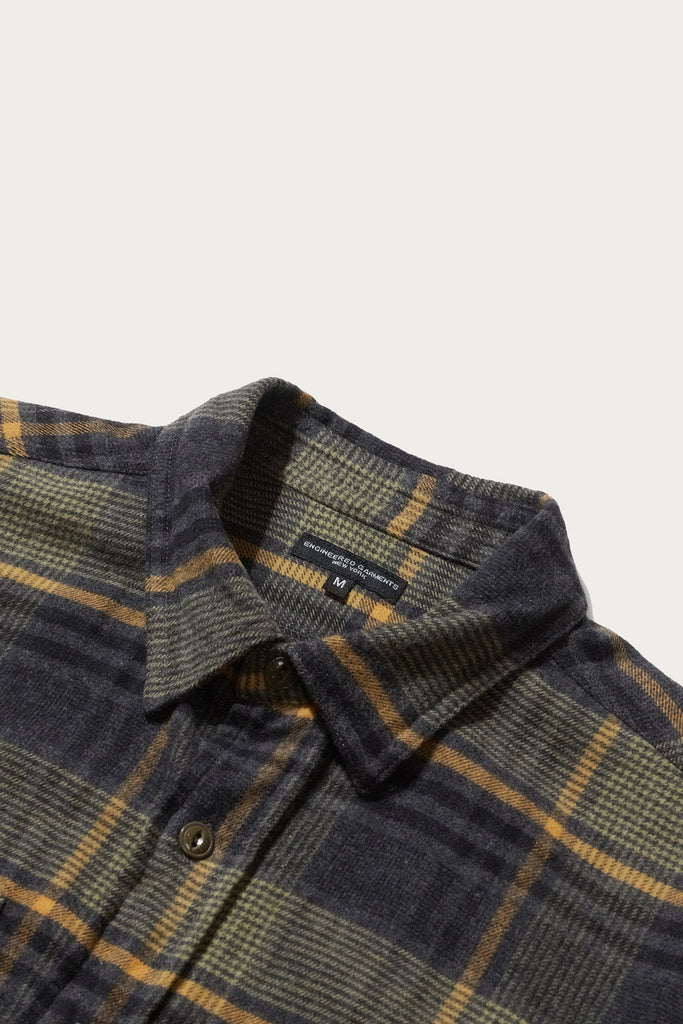 Engineered Garments - Work Shirt - Yellow/Grey Cotton Plaid Flannel - Canoe Club