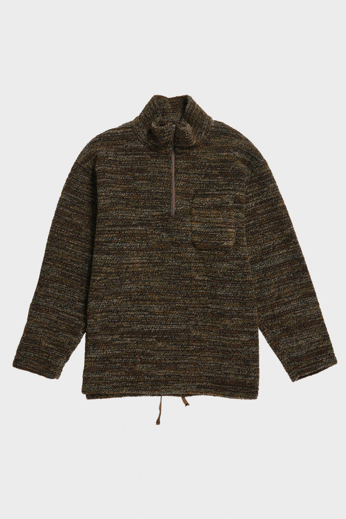 Engineered Garments - Zip Mock Neck - Brown Poly Wool Melange Knit - Canoe Club