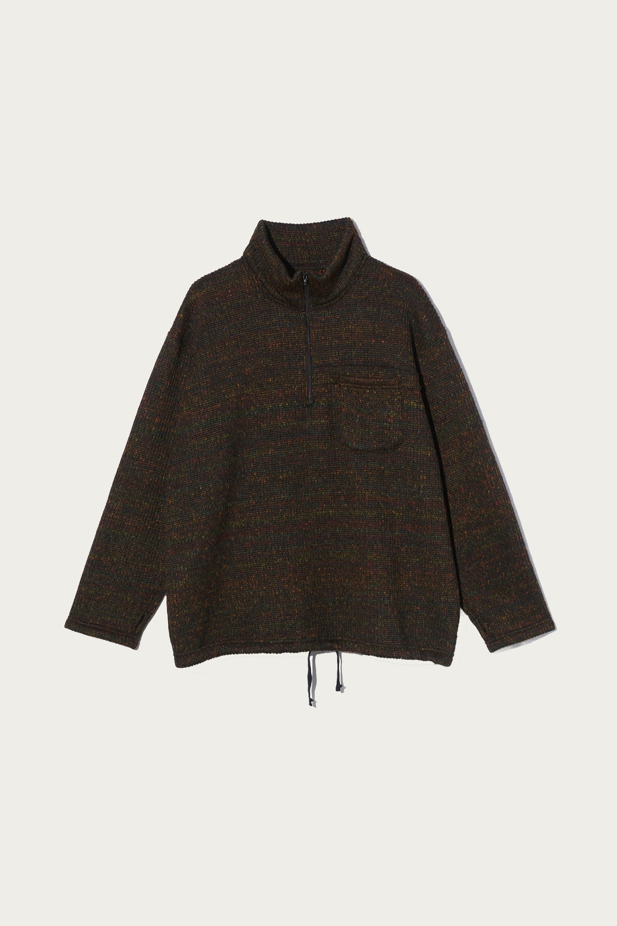 Engineered Garments - Zip Mock Neck - Brown Wool Poly Nep Sweater Knit - Canoe Club