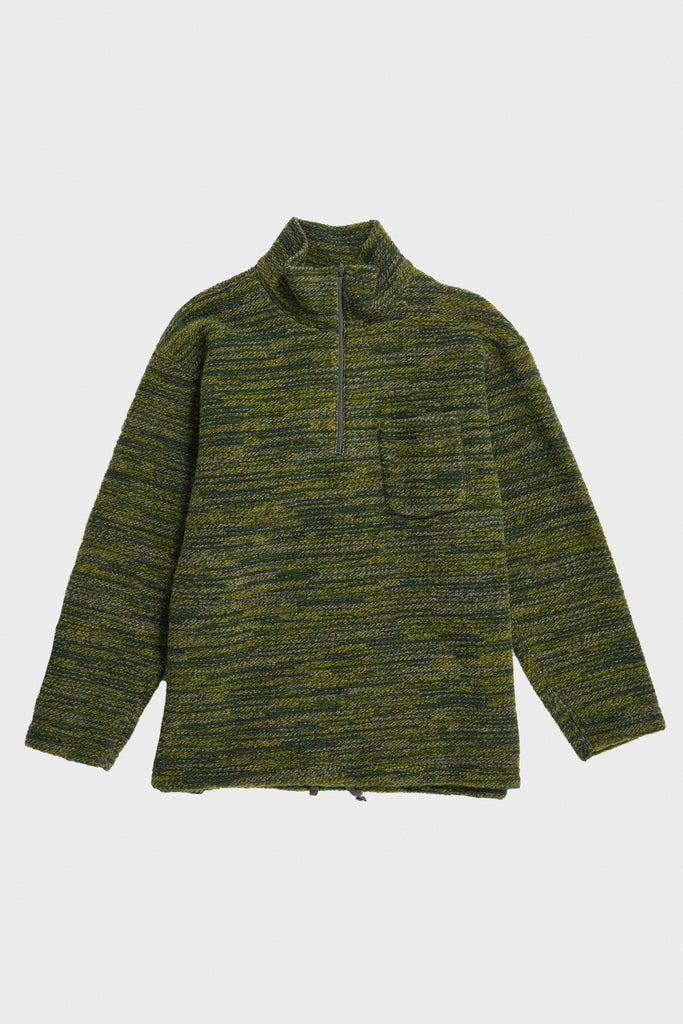 Engineered Garments - Zip Mock Neck - Green Poly Wool Melange Knit - Canoe Club