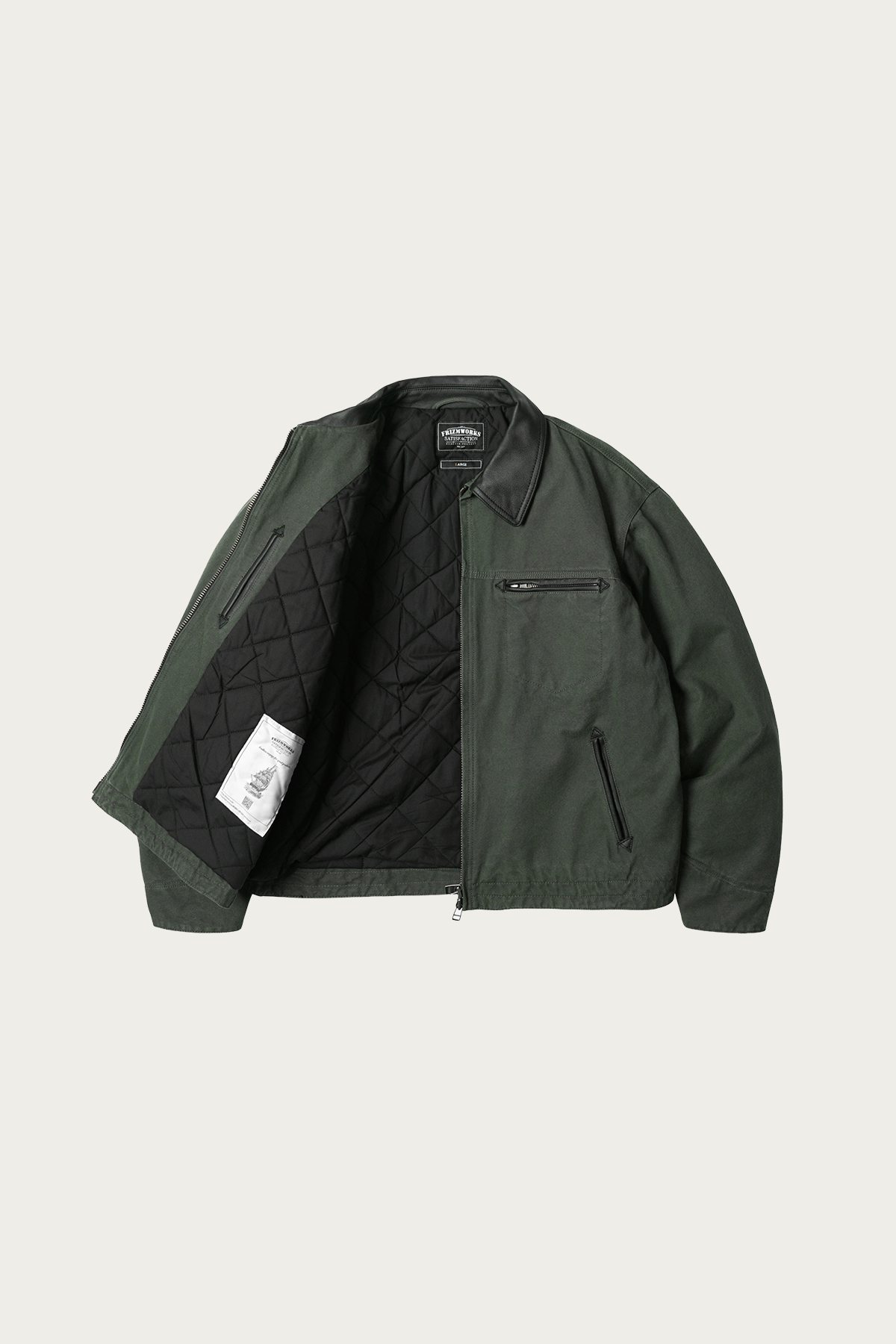 FrizmWORKS - Heavy Canvas Destroyed Work Jacket - Olive - Canoe Club