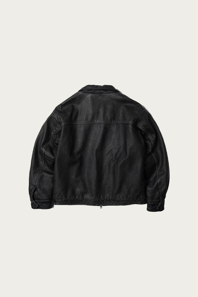 FrizmWORKS - Destroyed Cowhide Leather Jacket - Washed Black - Canoe Club