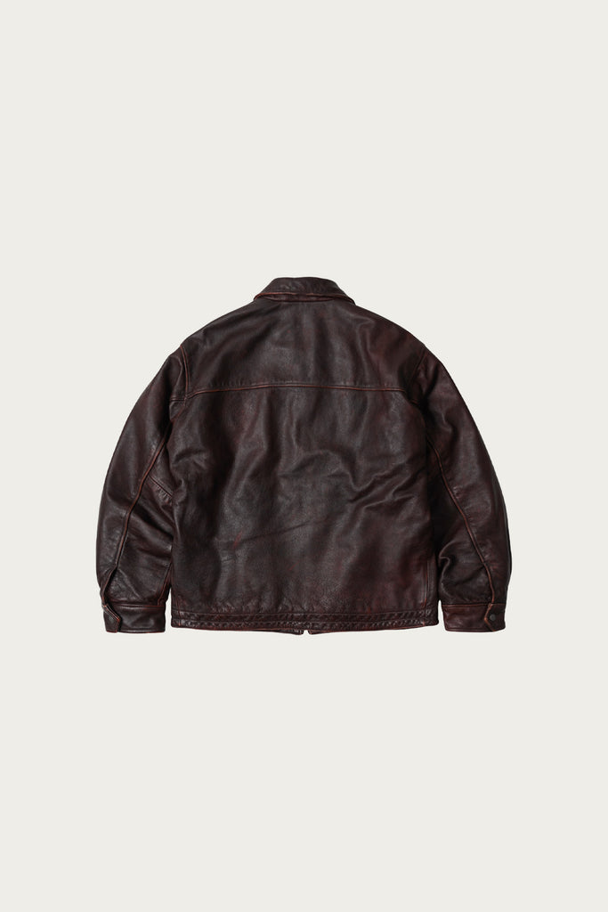 FrizmWORKS - Destroyed Cowhide Leather Jacket - Washed Brown - Canoe Club