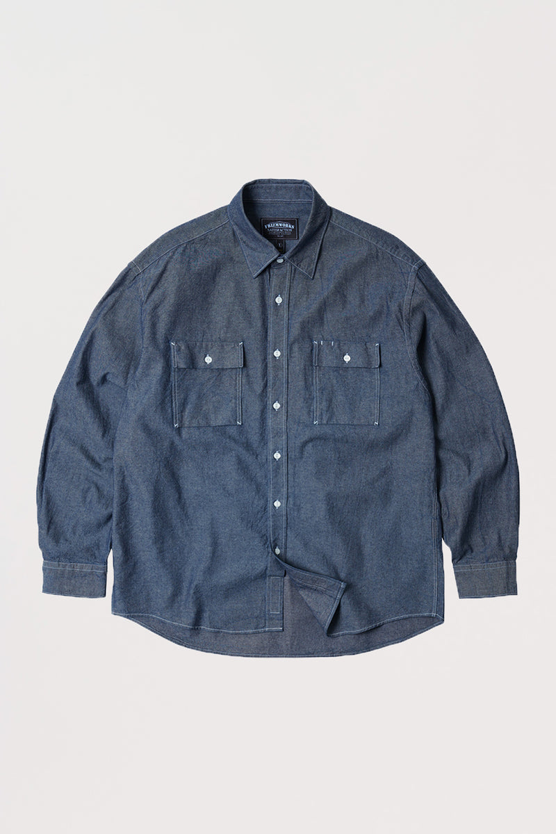 FrizmWORKS Cigarette Pocket Chambray Shirt | Indigo | Canoe Club