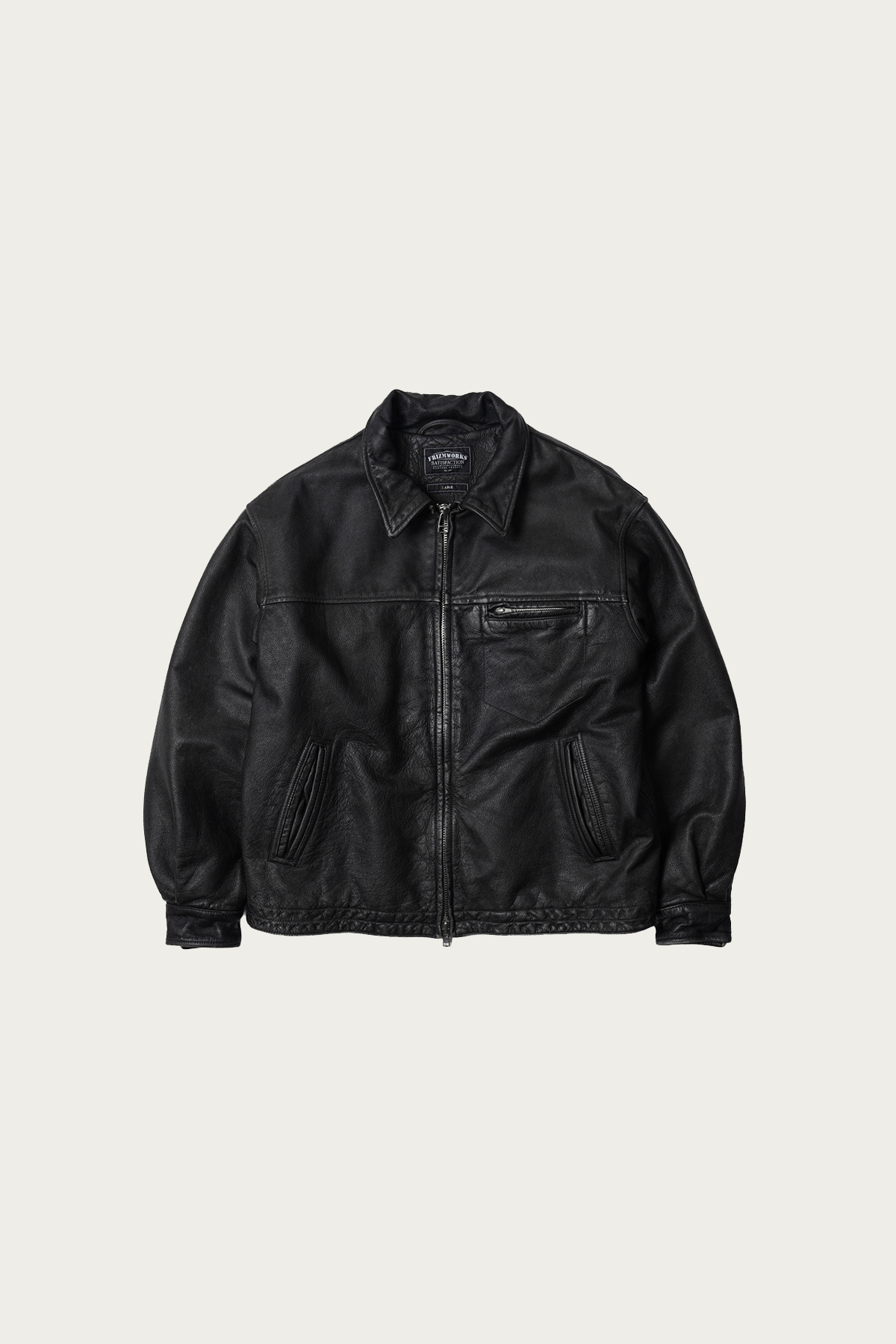 FrizmWORKS - Destroyed Cowhide Leather Jacket - Washed Black - Canoe Club