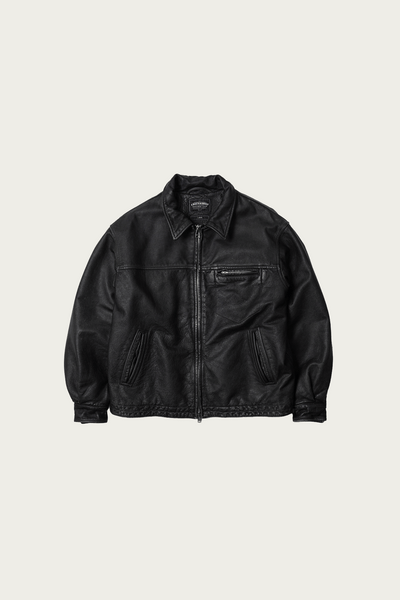 Frizmworks Destroyed Cowhide Leather Jacket | Washed Black | Canoe