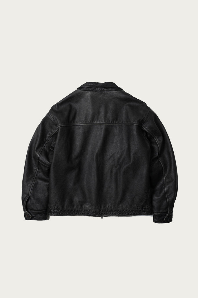 FrizmWORKS - Destroyed Cowhide Leather Jacket - Washed Black - Canoe Club