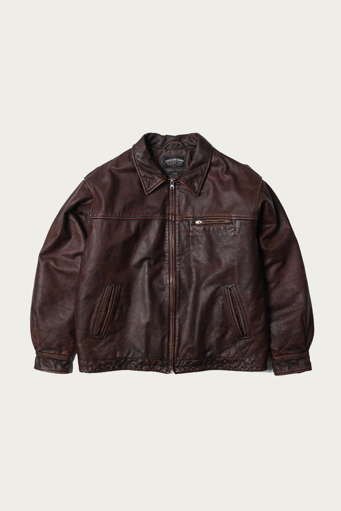 FrizmWORKS - Destroyed Cowhide Leather Jacket - Washed Brown - Canoe Club