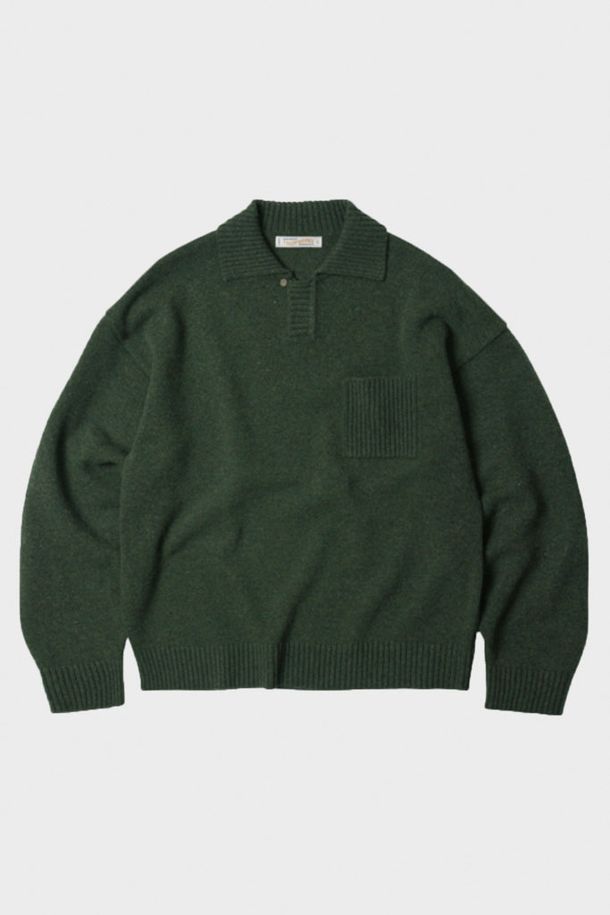 FrizmWORKS - Wool Collar Knit Pullover - Forest Green - Canoe Club