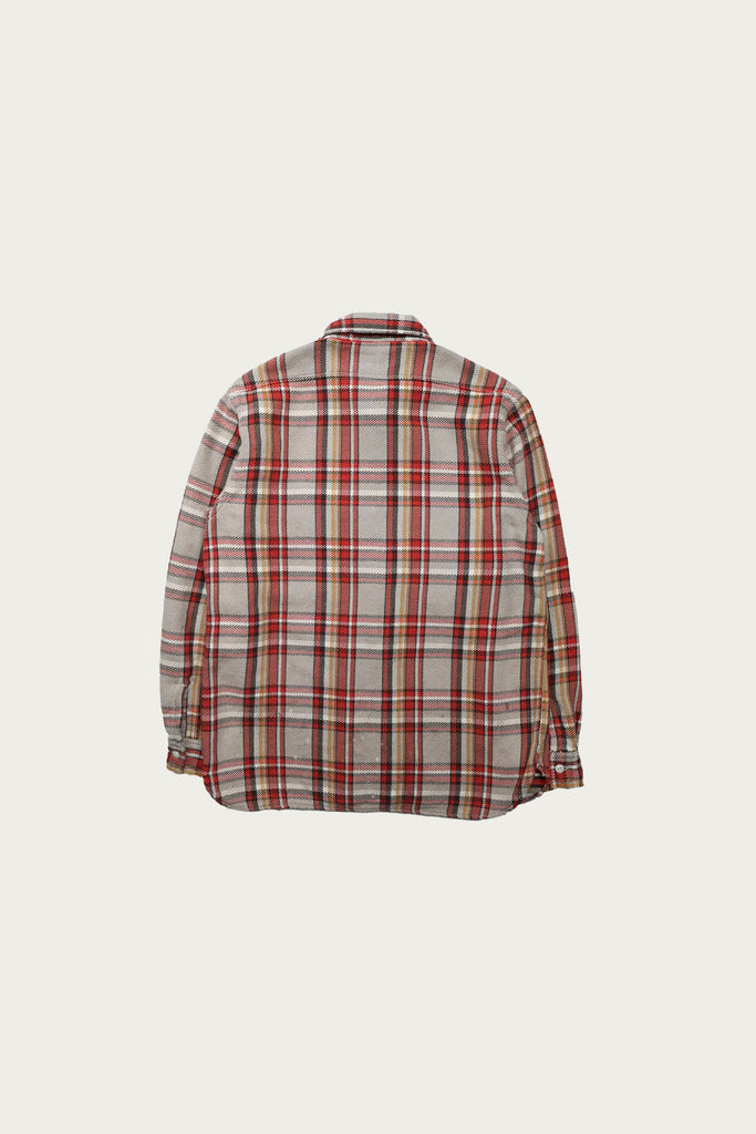 Fullcount - Original Cotton Check Flannel Work Shirt Fade & Damage - Gray x Red (Hand Wash) - Canoe Club