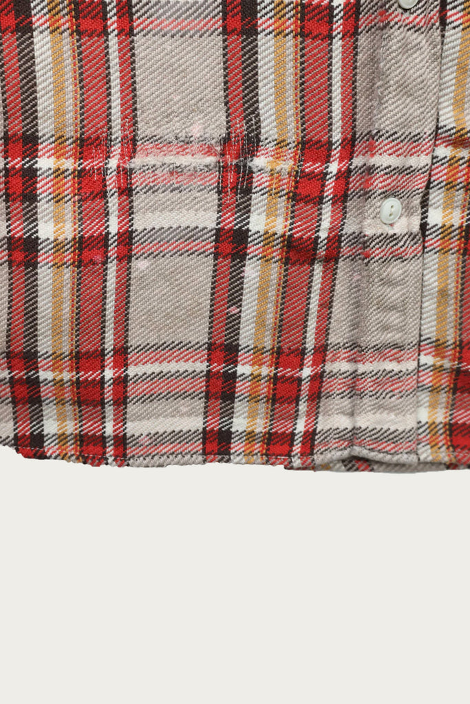 Fullcount - Original Cotton Check Flannel Work Shirt Fade & Damage - Gray x Red (Hand Wash) - Canoe Club