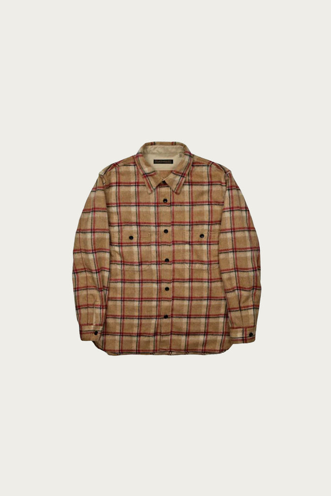 Fullcount - Wool Shaggy Check Work Shirt - Beige - Canoe Club