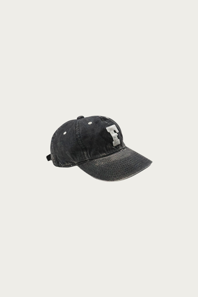 Fullcount - 6 Panel Denim Baseball Cap "F" Patch - Black Vintage Wash - Canoe Club
