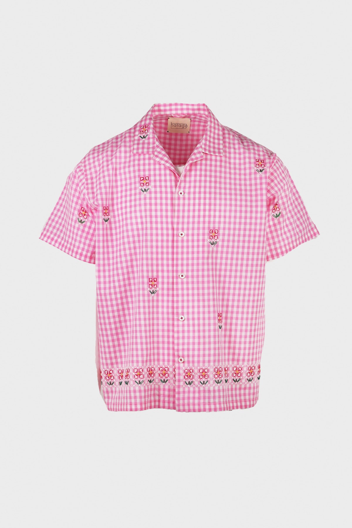 Harago - Chicken-Scratch Embroidery Shirt - Pink - Canoe Club
