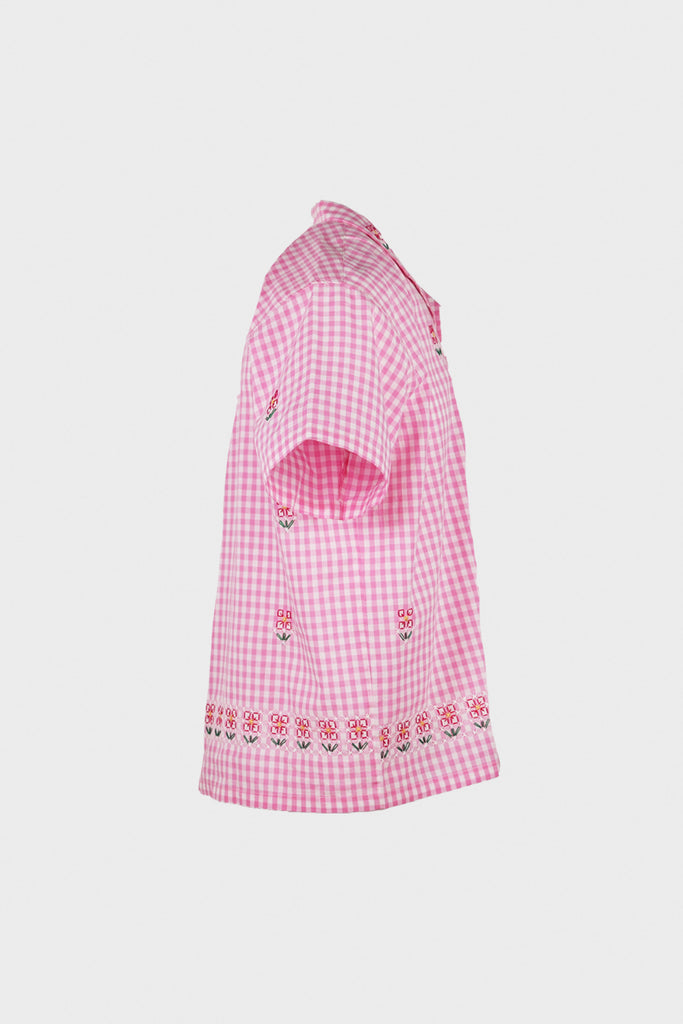 Harago - Chicken-Scratch Embroidery Shirt - Pink - Canoe Club