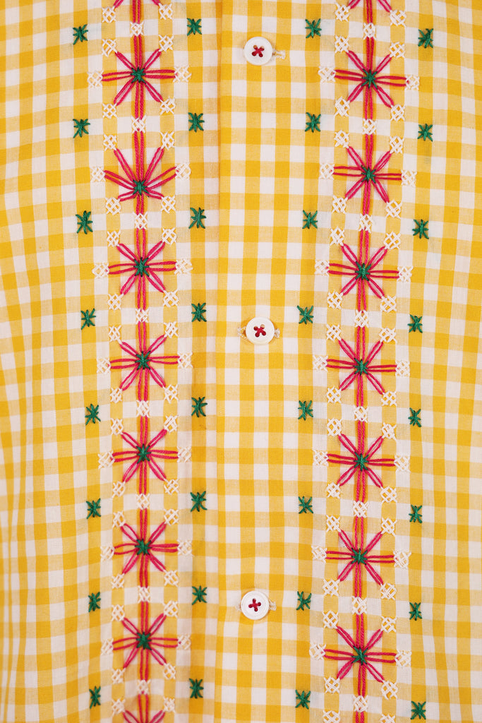 Harago - Chicken-Scratch Short Sleeve Shirt - Yellow - Canoe Club