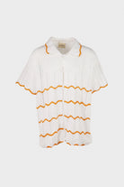 Harago - Crochet Short Sleeve Shirt - White - Canoe Club
