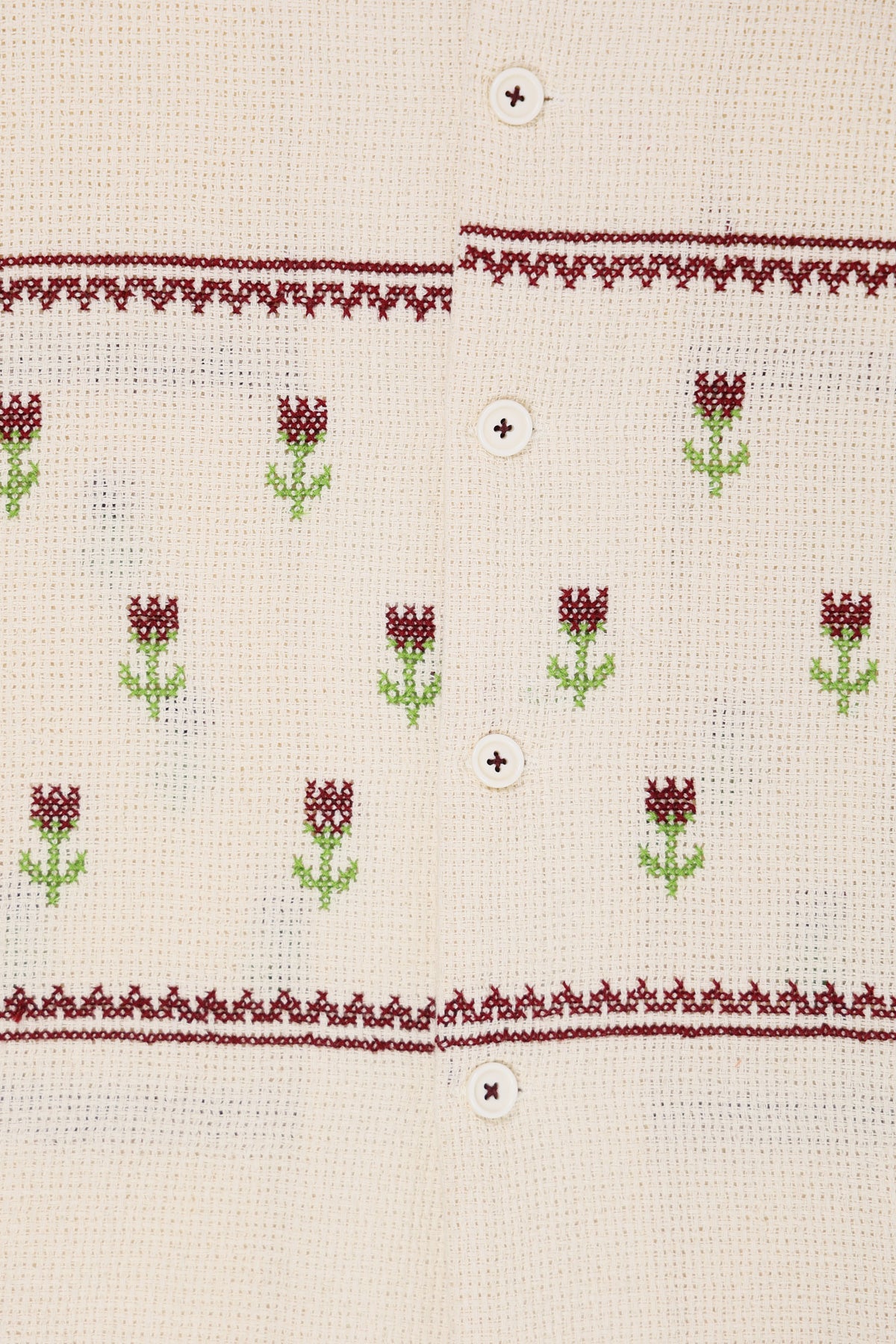 Harago - Cross-Stitch Embroidery Shirt - Off-White - Canoe Club